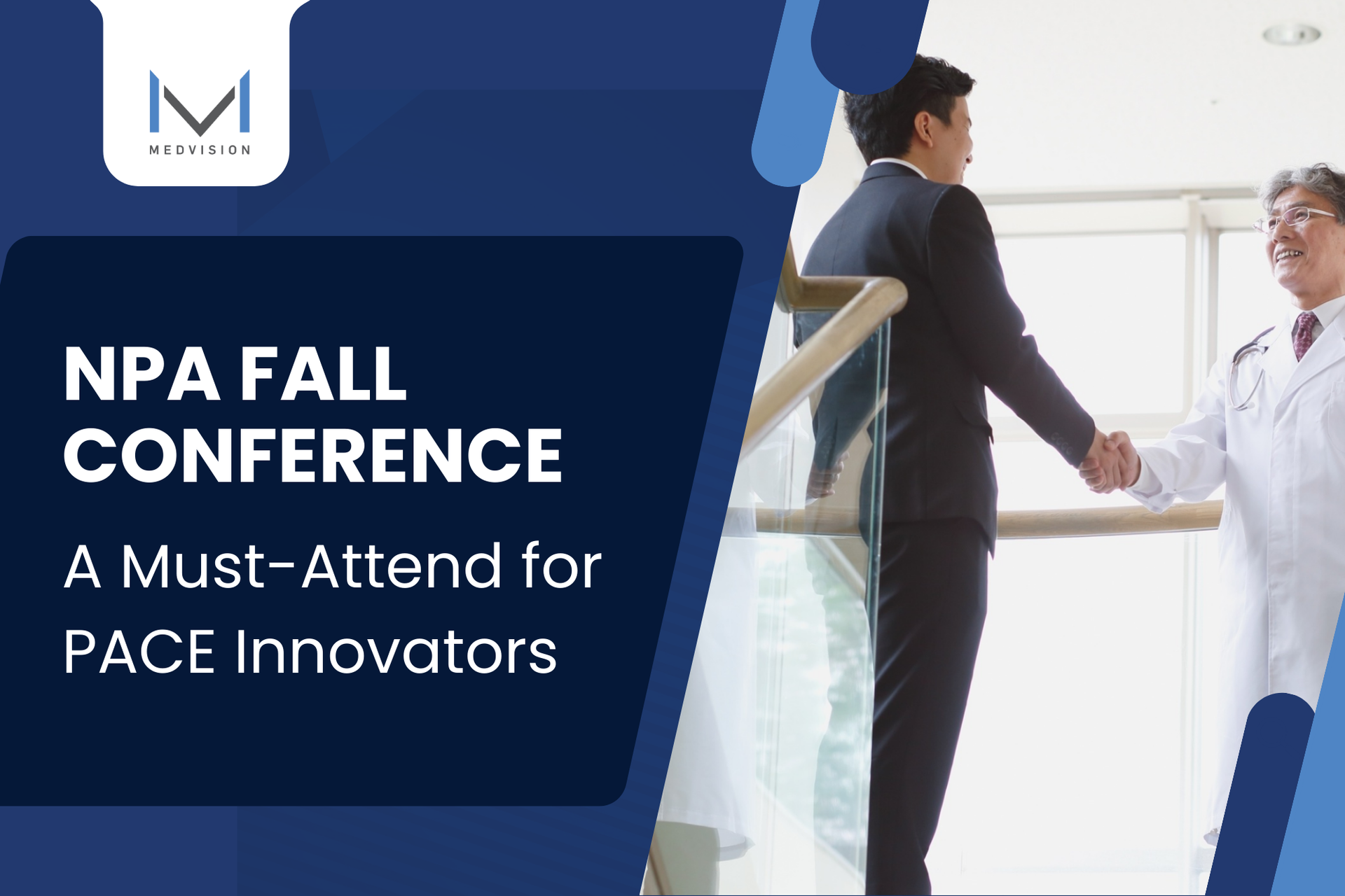 Two healthcare professionals are having a brief discussion with a PACE administrator. 